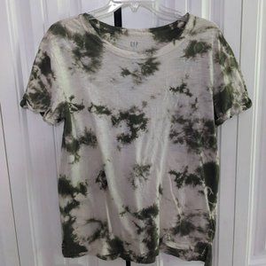 GAP Green and White Tie Dye Shirt Womens S
